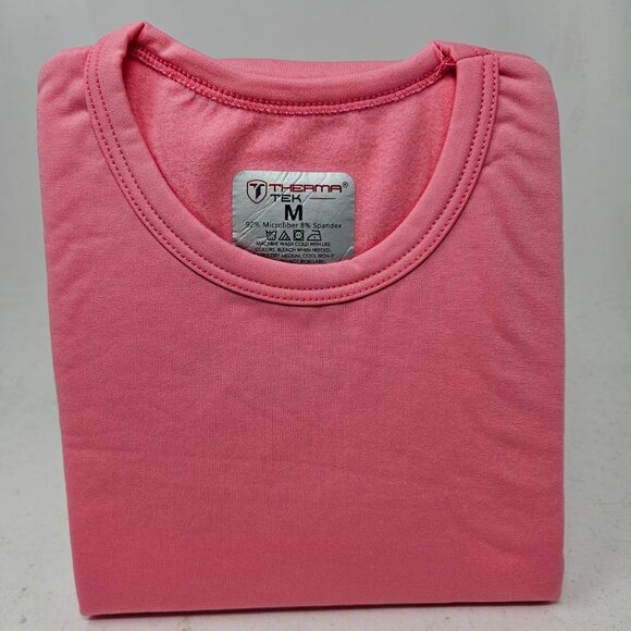 Girls Microfiber Fleece Thermal Long Johns 2-pc Set, Pink - Picture 2 of 4